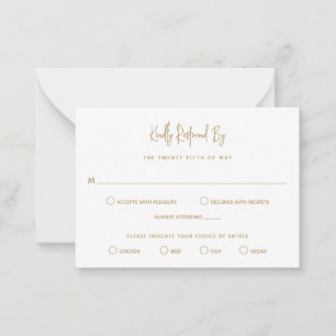 Minimalistische Gouden Moderne Mini Huwelijk RSVP Notitiekaartje