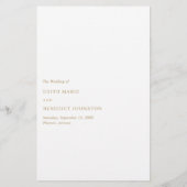 Minimalistische gouden moderne trouwmenu (Achterkant)