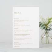 Minimalistische gouden moderne trouwmenu (Staand voorkant)