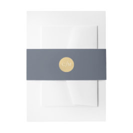 Minimalistische Gouden Monogram Marine Trouwbuik B Uitnodigingen Wikkel