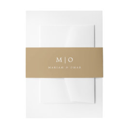Minimalistische gouden monogram trouwuitnodiging uitnodigingen wikkel