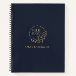 Minimalistische Gouden Navy Blauwe Eenvoudige Prof Notitieboek