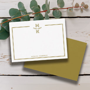 Minimalistische gouden notitiekaart met twee rande notitiekaartje