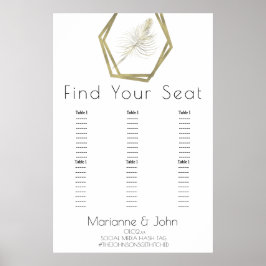 Minimalistische gouden palmblad bruiloft zitplaats poster