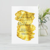Minimalistische gouden penseelstreek bruiloft uitn kaart (Staand voorkant)