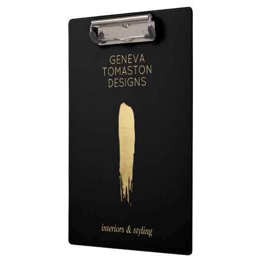 Minimalistische gouden penseelstreek designer Logo Klembord (Links)