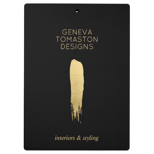 Minimalistische gouden penseelstreek designer Logo Klembord (Achterkant)