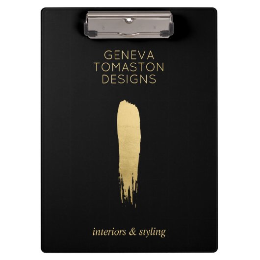 Minimalistische gouden penseelstreek designer Logo Klembord (Voorkant)