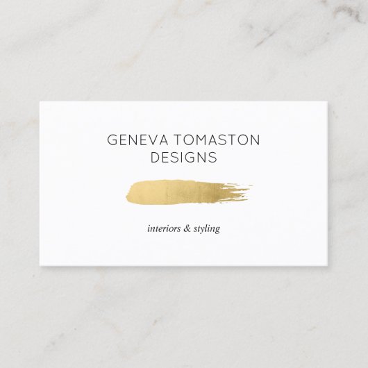 Minimalistische gouden penseelstreek designer Logo Visitekaartje (Voorkant)