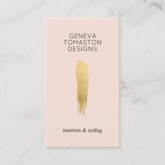 Minimalistische gouden penseelstreek designer Logo Visitekaartje (Voorkant)