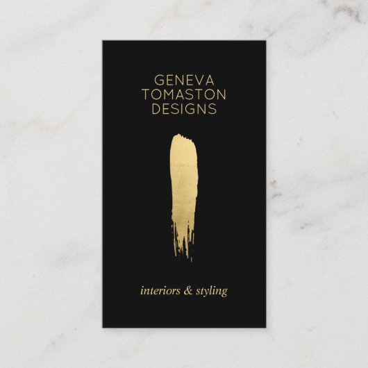 Minimalistische gouden penseelstreek designer Logo Visitekaartje (Voorkant)