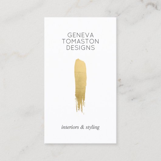 Minimalistische gouden penseelstreek Designer Logo Visitekaartje (Voorkant)