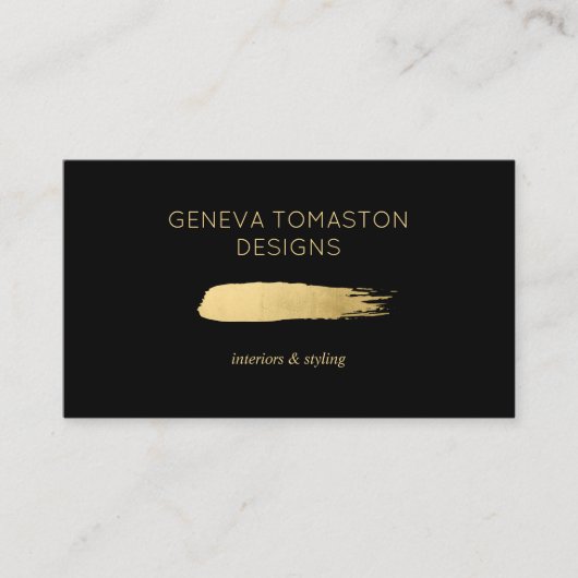Minimalistische gouden penseelstreek designer Logo Visitekaartje (Voorkant)