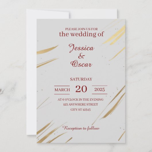 Minimalistische gouden penseelstreek ontwerp bruil kaart (Voorkant)