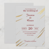 Minimalistische gouden penseelstreek ontwerp bruil kaart (Voorkant / Achterkant)