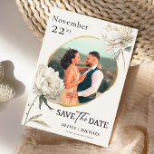 Minimalistische gouden pioenenfoto Save the Date