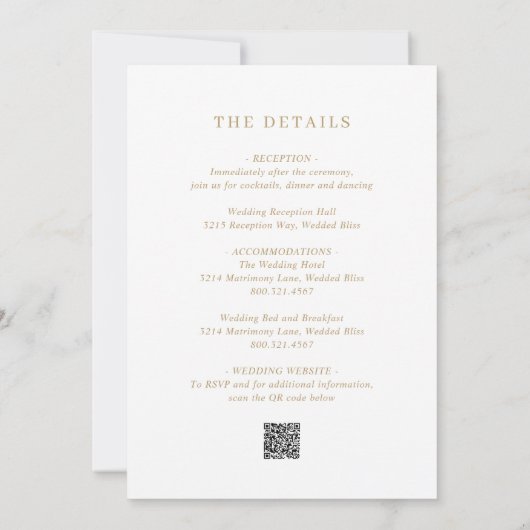 Minimalistische Gouden QR Code Moderne bruiloft Kaart (Achterkant)