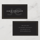 Minimalistische gouden rand met monogram visitekaartje (Voorkant / Achterkant)