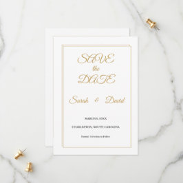 Minimalistische gouden rand Save the Date kaart
