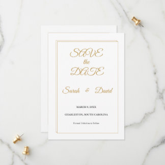 Minimalistische gouden rand Save the Date kaart