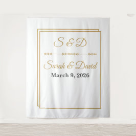 Minimalistische gouden rand trouwbanner wandkleed