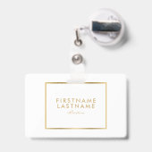 Minimalistische gouden randlijst badge (Achterkant met uittrekbare clip)