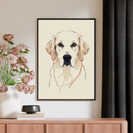 Minimalistische Gouden Retriever Lijnkunst Canvas Afdruk