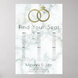 Minimalistische gouden ring marmeren trouw zitplaa poster