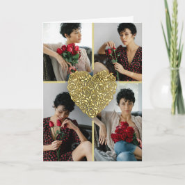 Minimalistische gouden roos hart foto collage op m kaart