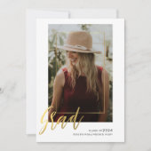 Minimalistische gouden script 2 foto afstudeer kaart (Voorkant)