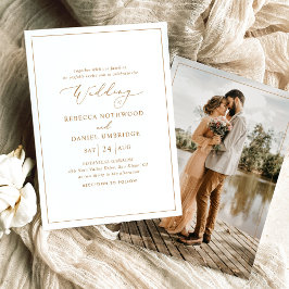 Minimalistische gouden script foto bruiloft uitnod kaart