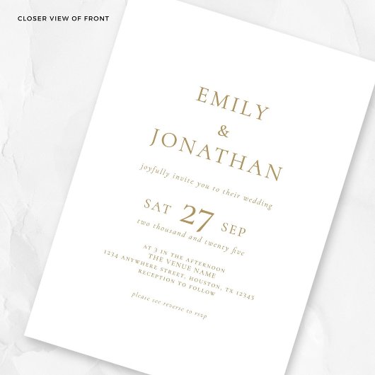 Minimalistische gouden script foto overlay QR brui Kaart