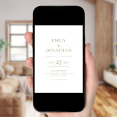 Minimalistische gouden script foto overlay QR brui Kaart