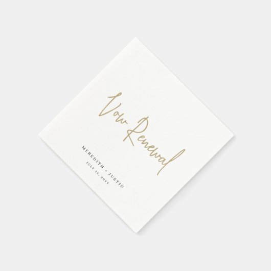 Minimalistische gouden script gelofte vernieuwing  servet (Hoek)