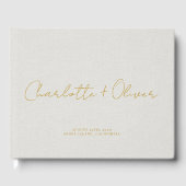 Minimalistische gouden script gepersonaliseerde br gastenboek (Voorkant)
