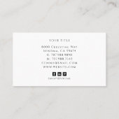 Minimalistische Gouden Script Monogram Naam Zwart Visitekaartje (Achterkant)