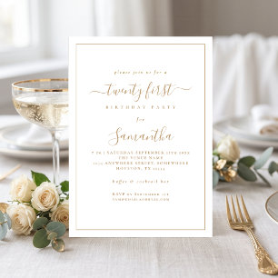 Minimalistische gouden script rand 21e verjaardags kaart