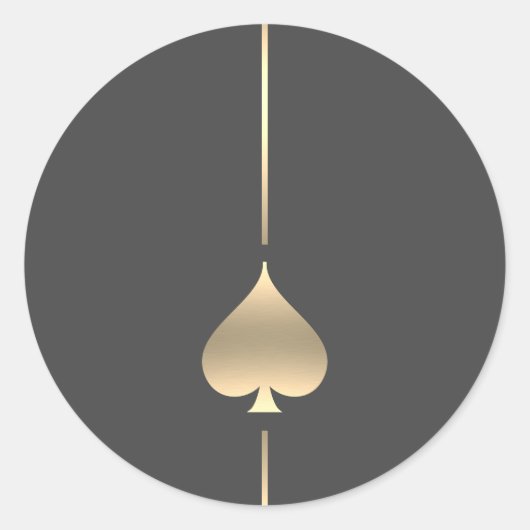 Minimalistische gouden spade symbool Classic ronde Ronde Sticker (Voorkant)