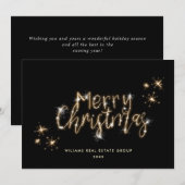 Minimalistische gouden sprankelverlichting Vrolijk Feestdagenkaart (Voorkant / Achterkant)