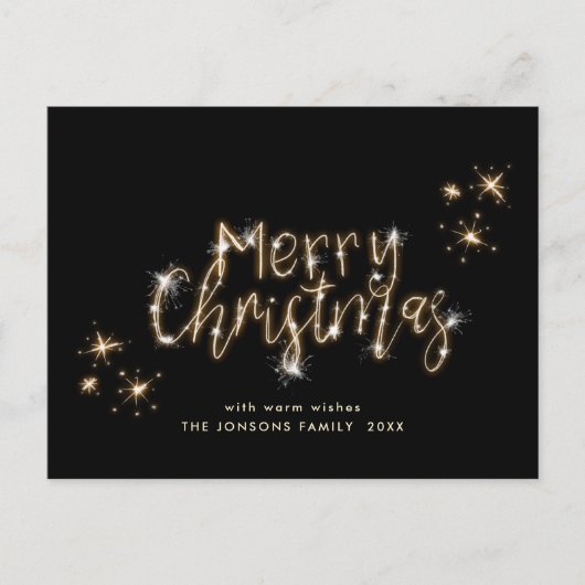 Minimalistische gouden sprankelverlichting zwart K Briefkaart (Voorkant)