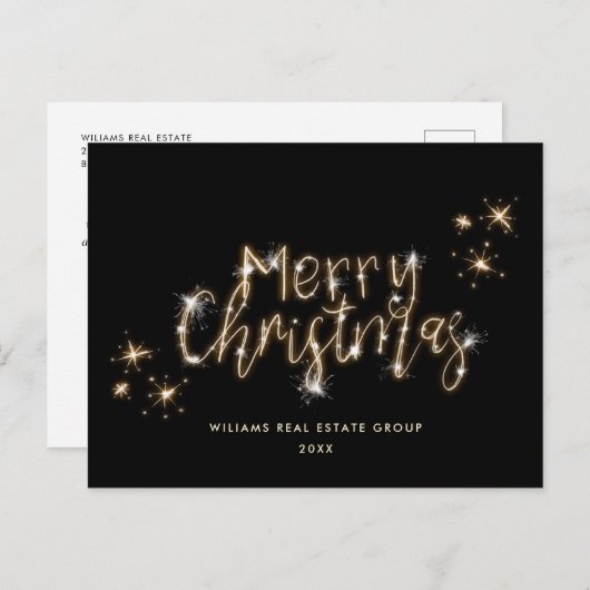 Minimalistische gouden sprankelverlichting zwart K Briefkaart (Voorkant / Achterkant)