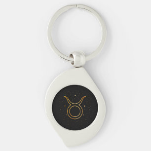 Minimalistische Gouden Stier Zodiac Sleutelhanger 