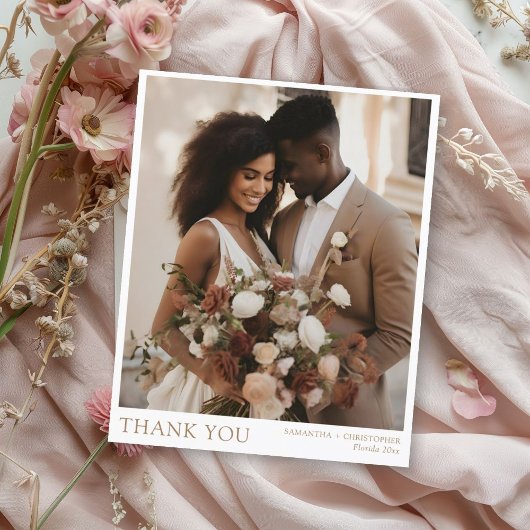 Minimalistische gouden tekst foto bruiloft dank u