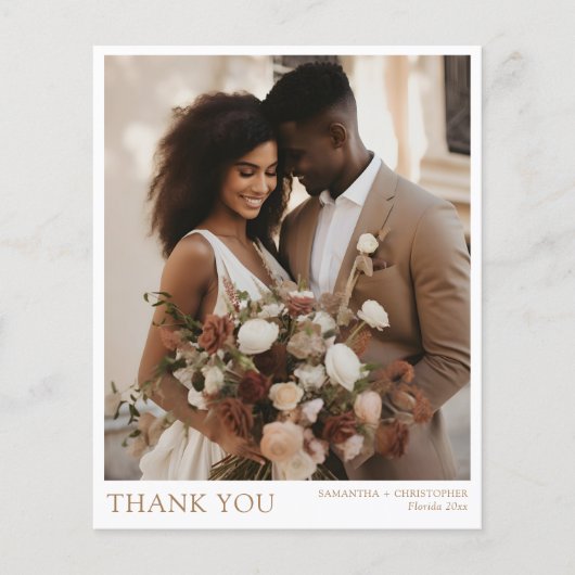 Minimalistische gouden tekst foto bruiloft dank u (Voorkant)