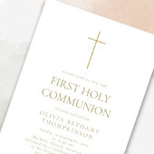 Minimalistische gouden tekst kruis Eerste Heilige  Kaart