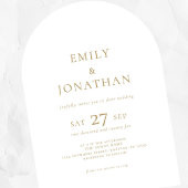 Minimalistische Gouden Tekst QR Code Boog Wedding Kaart