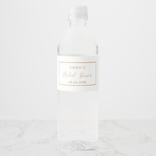 Minimalistische gouden trouwwaterfleslabel waterfles etiket (Voorkant)