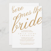 Minimalistische Gouden Typografie Bruidsdouche Mod Kaart (Voorkant / Achterkant)