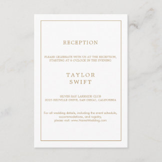 Minimalistische gouden typografie ontvangstkaart informatiekaartje