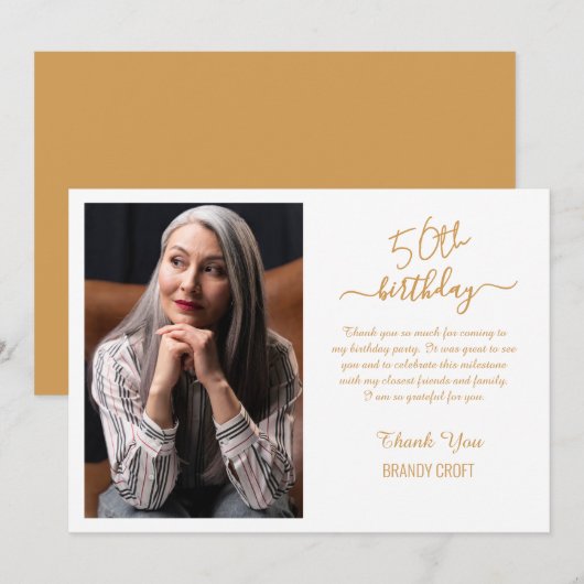 Minimalistische gouden verjaardagskaart kaart (Voorkant / Achterkant)